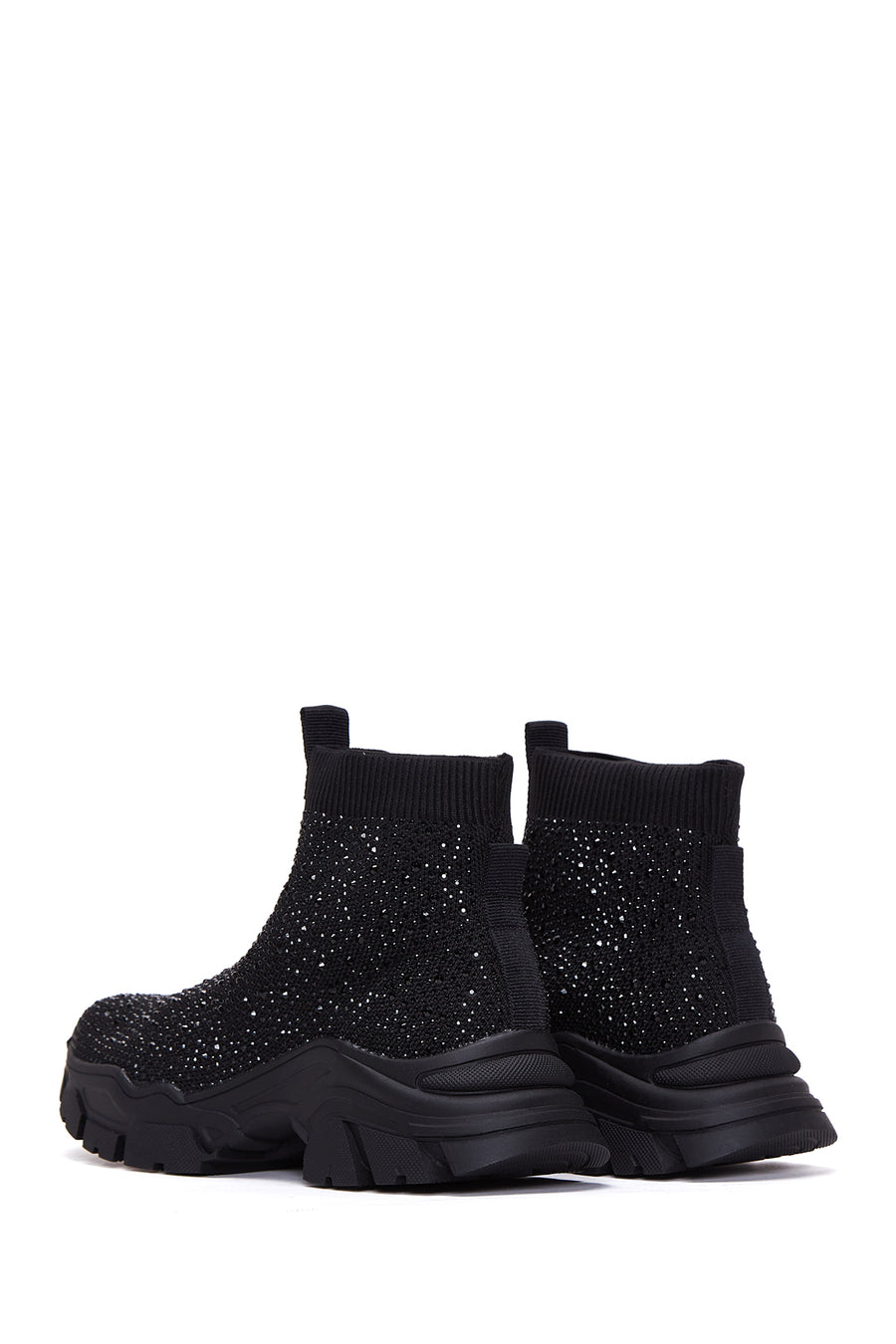 Women's Black Stone Thick Sole High Top Sneaker