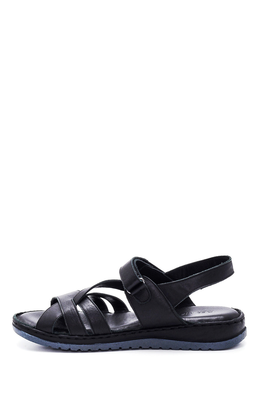 Women's Black Leather Comfort Sandals