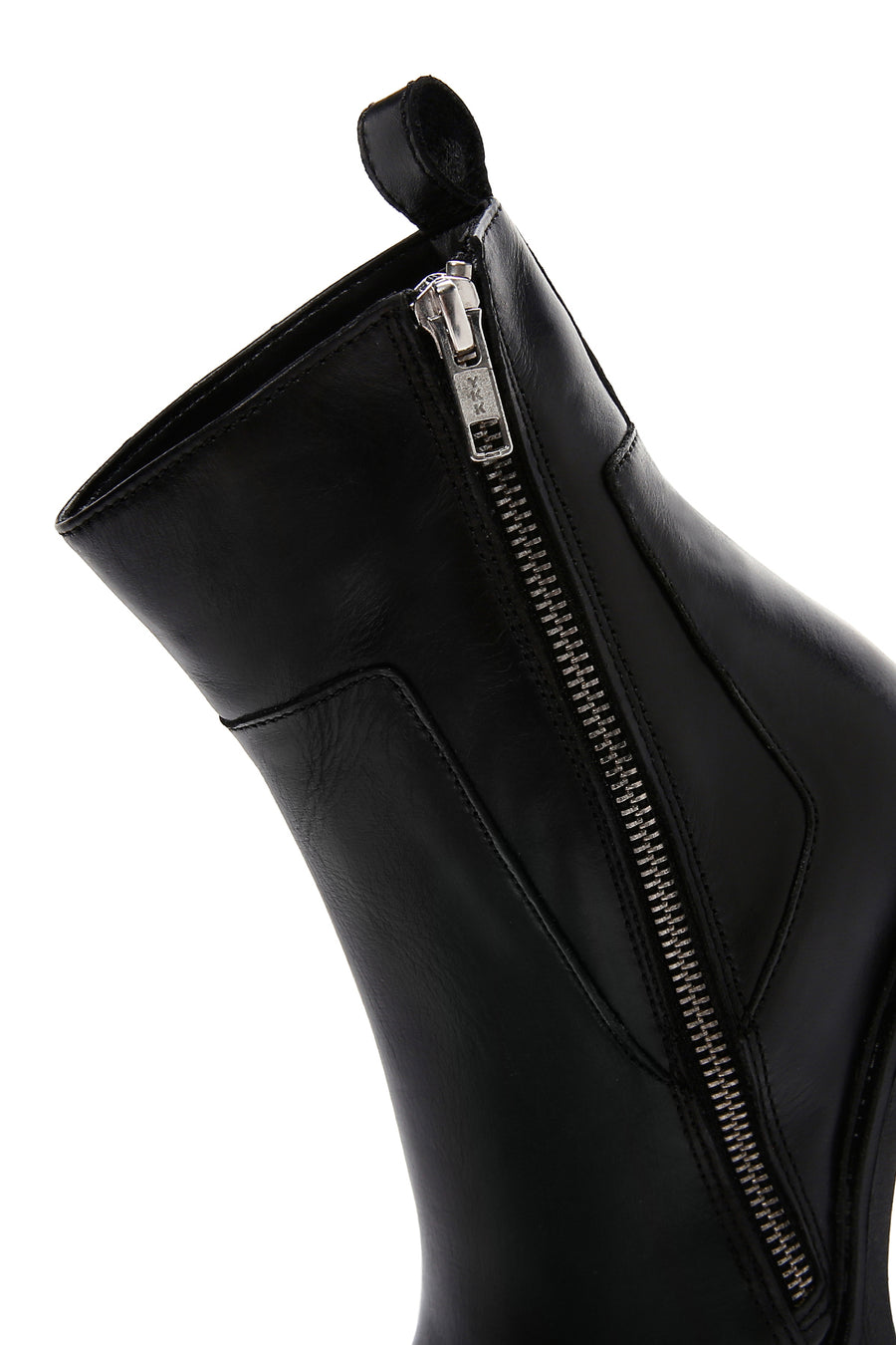 Women's Black Zipper Heeled Leather Boots