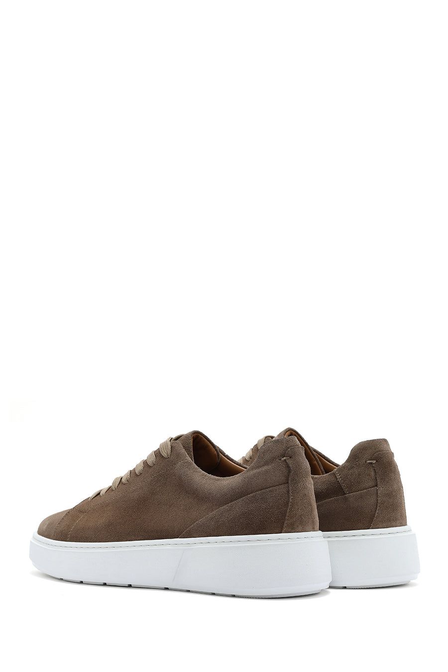 Erkek Bej Bağcıklı Süet Deri Sneaker