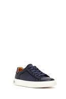 Erkek Lacivert Bağcıklı Deri Sneaker | Derimod