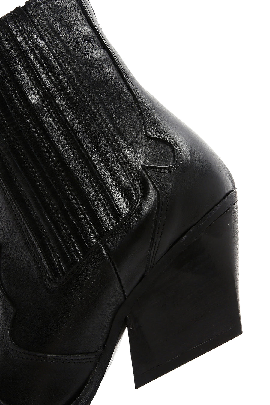 Women's Black Leather Cowboy Western Heeled Boots