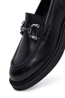 Woman Black Buckled Leather Masculine Loafer | Derimod