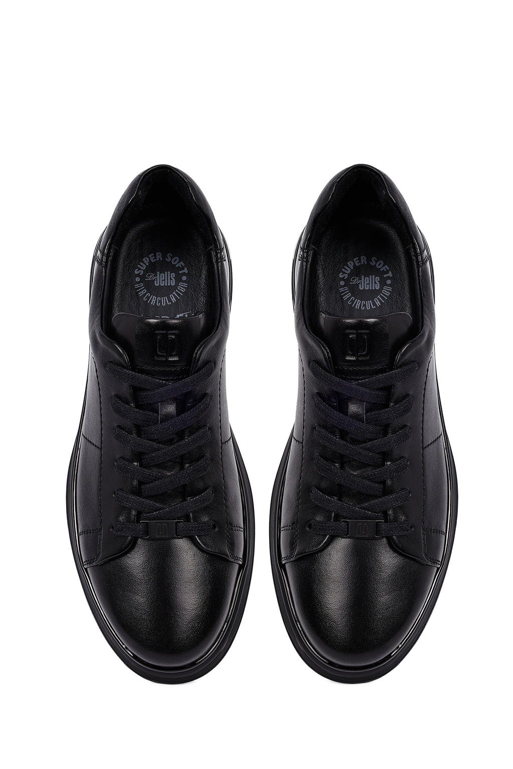Erkek Siyah Bağcıklı Deri Casual Sneaker