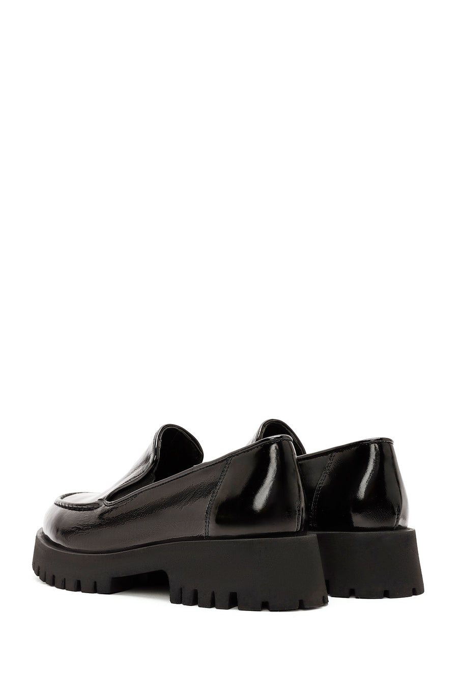Women's Black Patent Leather Masculine Loafer
