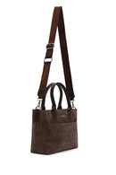 Woman Brown Long-Strap Nubuck Shoulder Bag | Derimod