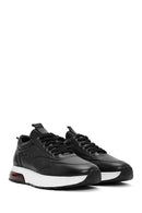 Men's Black Lace-Up Thick Sole Leather Sneakers | Derimod