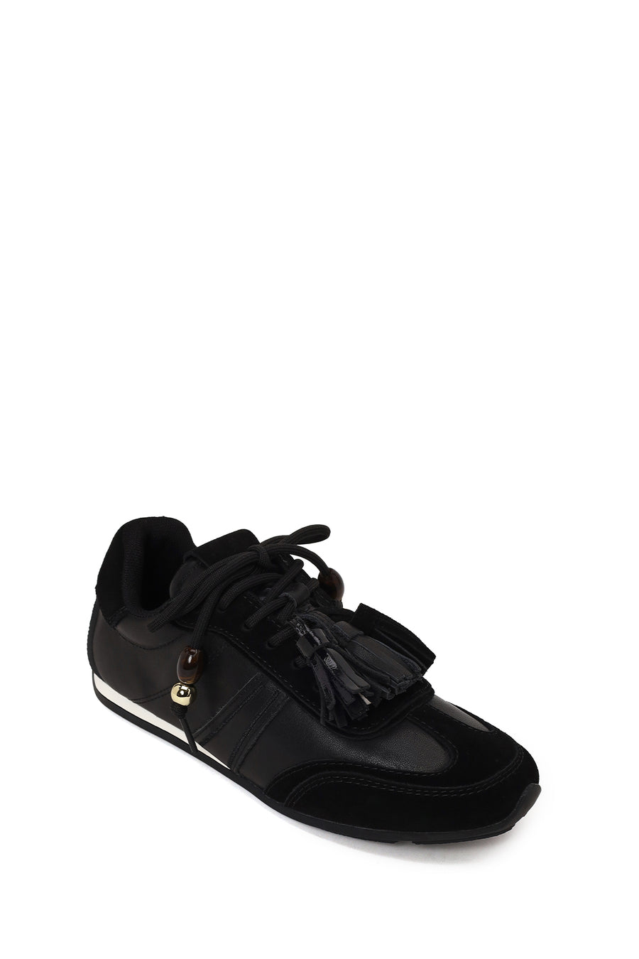 Kadın Siyah Bağcıklı Charmlı Leopar Deri Sneaker