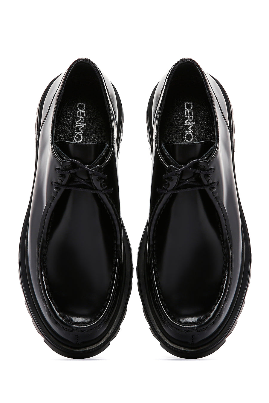 Women's Black Lace-Up Leather Casual Shoes