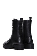 Women's Black Leather Zippered Boots | Derimod