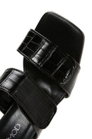 Women's Black Thick Heel Crocodile Slippers | Derimod