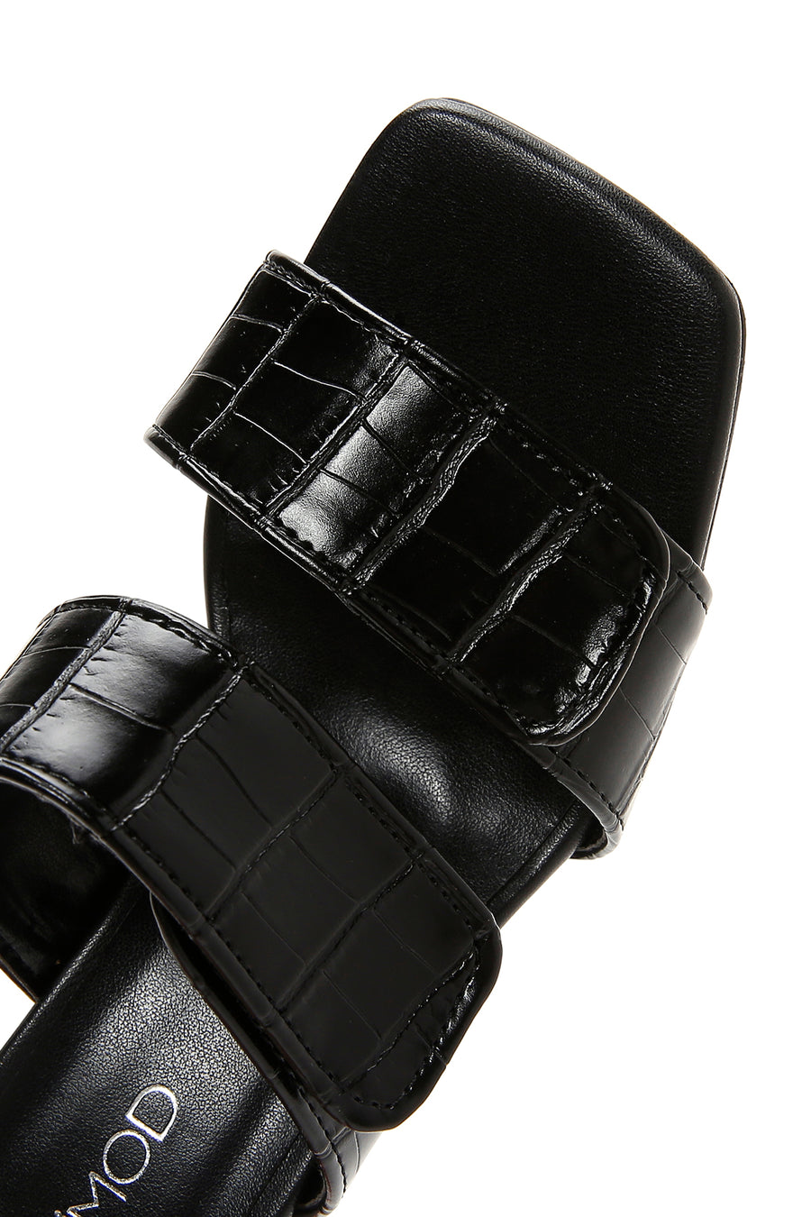 Women's Black Thick Heel Crocodile Slippers