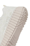 Woman White Lace-Up Patterned Thick-Soled Fabric Sneaker | Derimod