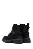 Woman Black Zippered Leather Postal Boots | Derimod