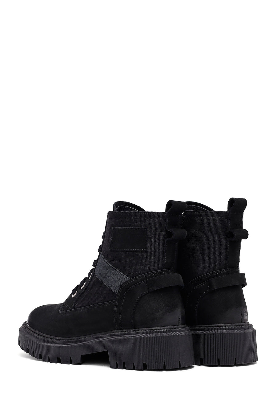 Woman Black Zippered Leather Postal Boots