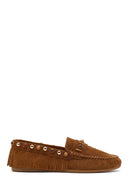 Women's Tan Tassel Suede Leather Loafer | Derimod