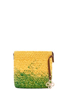 Women's Yellow Green Long Strap Straw Crossbody Bag | Derimod