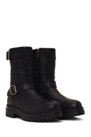 Harley Davidson Woman Black Joel Zip Closure Leather Boot | Derimod