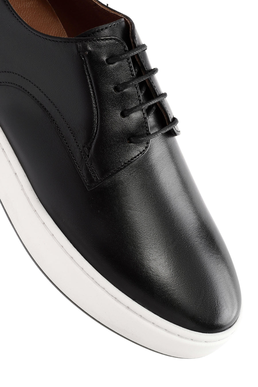 Men's Black Lace-up Leather Sneaker