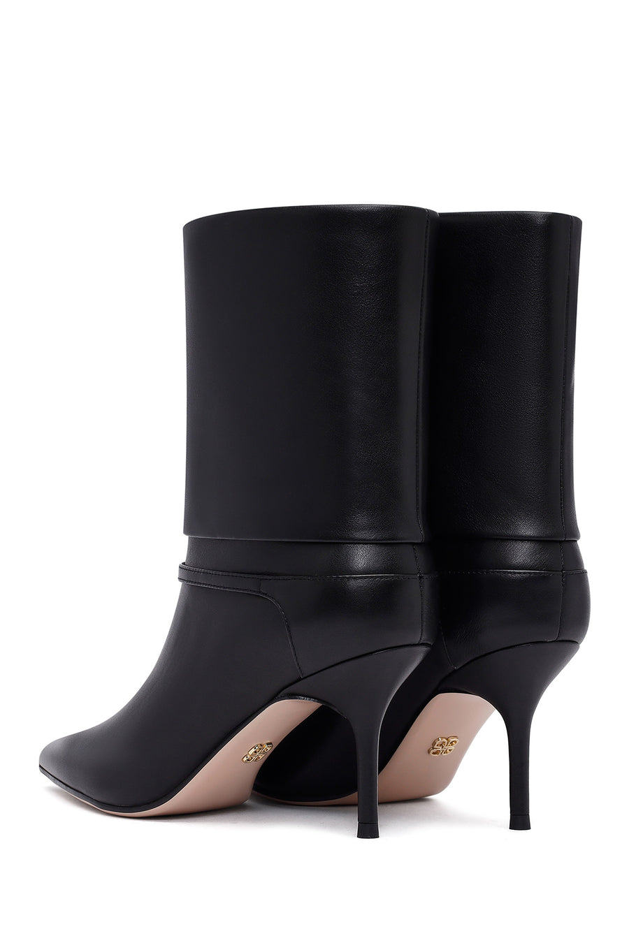 Women's Black Thin Heeled Leather Boot
