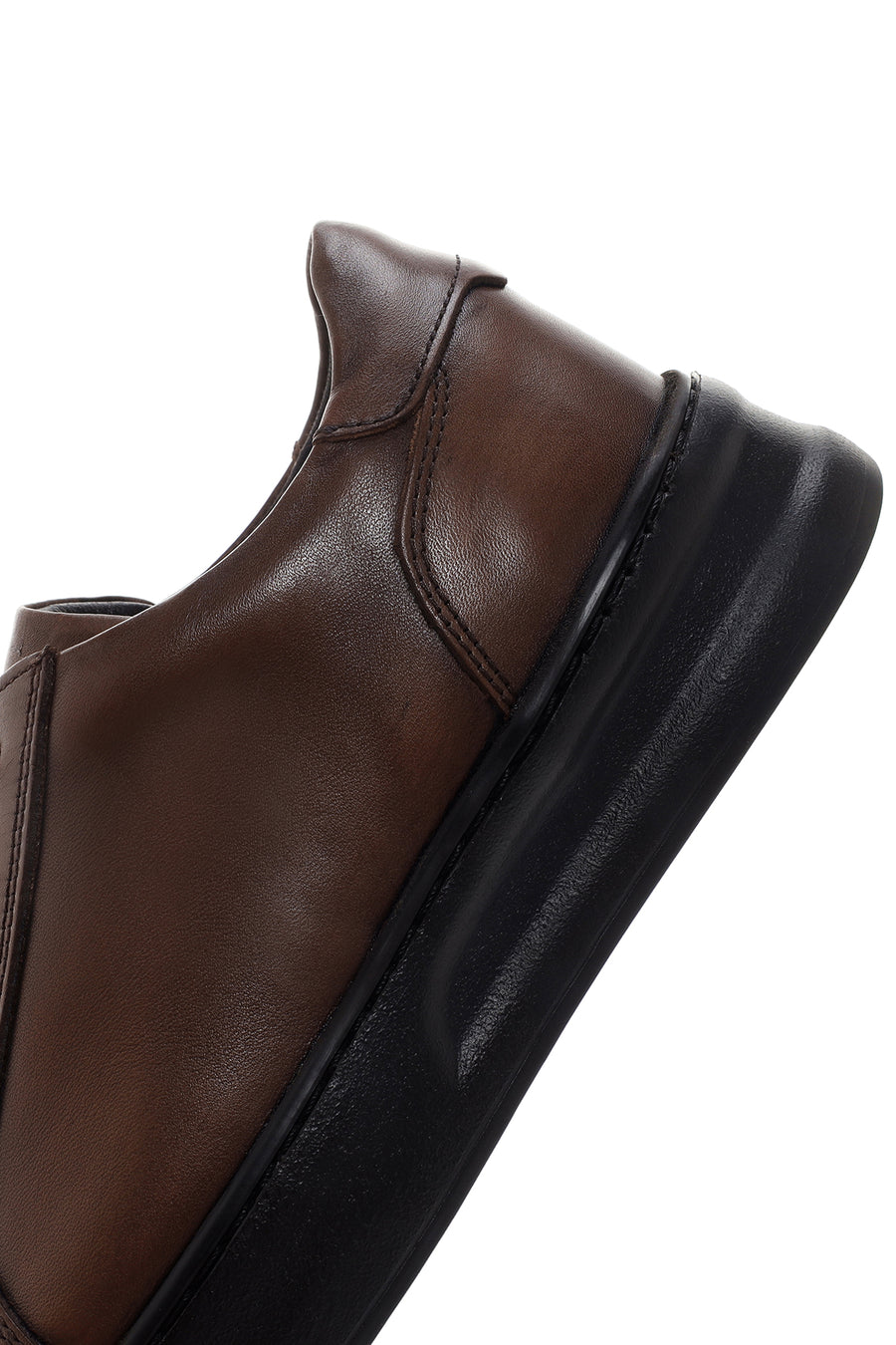 Men's Brown Lace-Up Leather Sneakers
