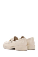 Women's Beige Buckle Detailed Leather Masculine Loafer | Derimod