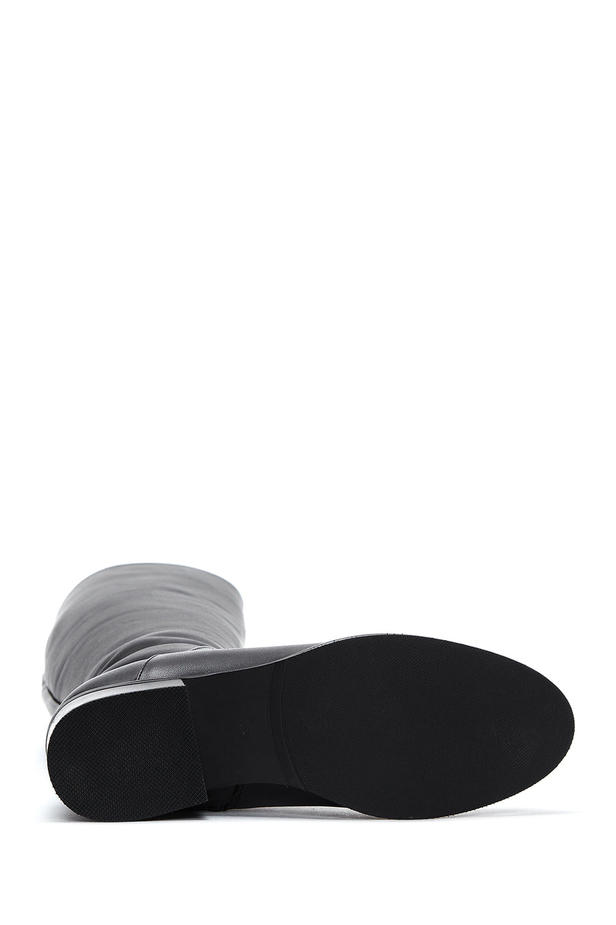 Women's Black Leather Zippered Boots