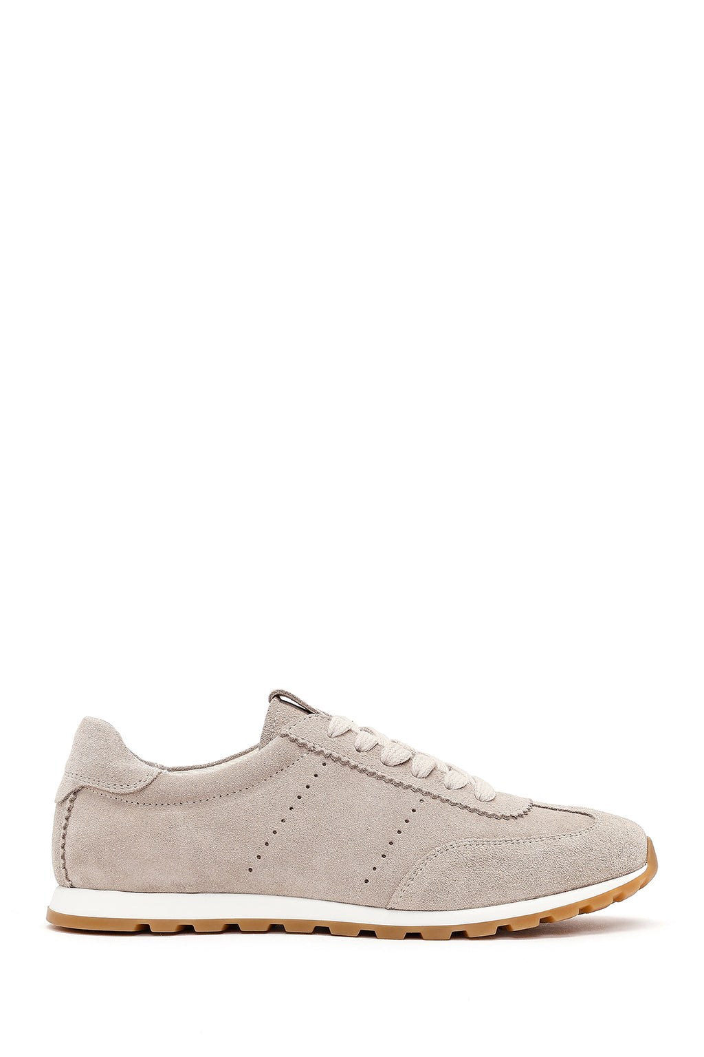 Kadın Bej Bağcıklı Süet Deri Sneaker