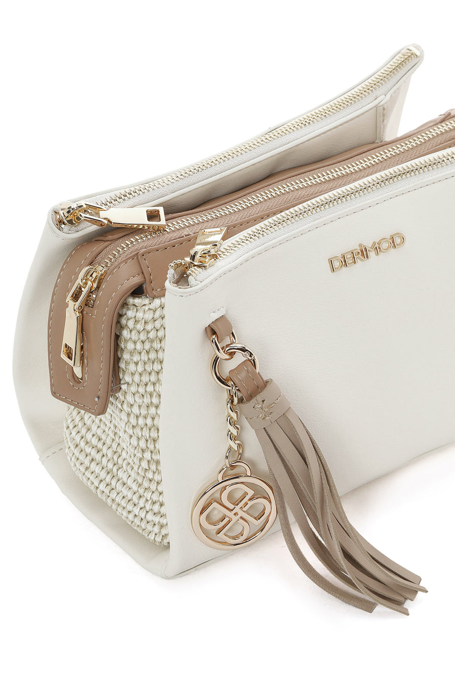 Women's Cream Long Strap Accessory Detailed Crossbody Bag