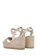 Women's Gold Ankle Strap Metallic Wedge Heel Espadrilles | Derimod
