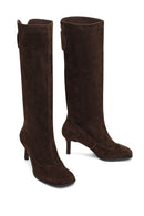 Women's Brown Thin Heeled Suede Leather Boot | Derimod