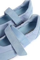 Women's Blue Strap Leather Sport Ballet Flats | Derimod