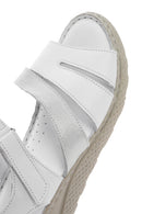 Women's White Strappy Leather Comfort Sandals | Derimod