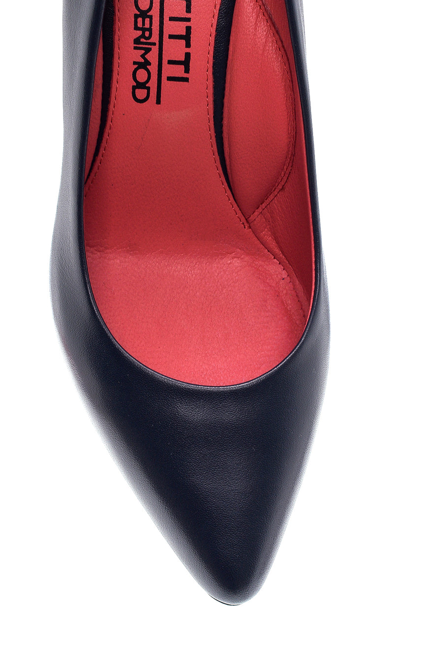 Derimod Gritti Women's Navy Blue Leather Heeled Shoes