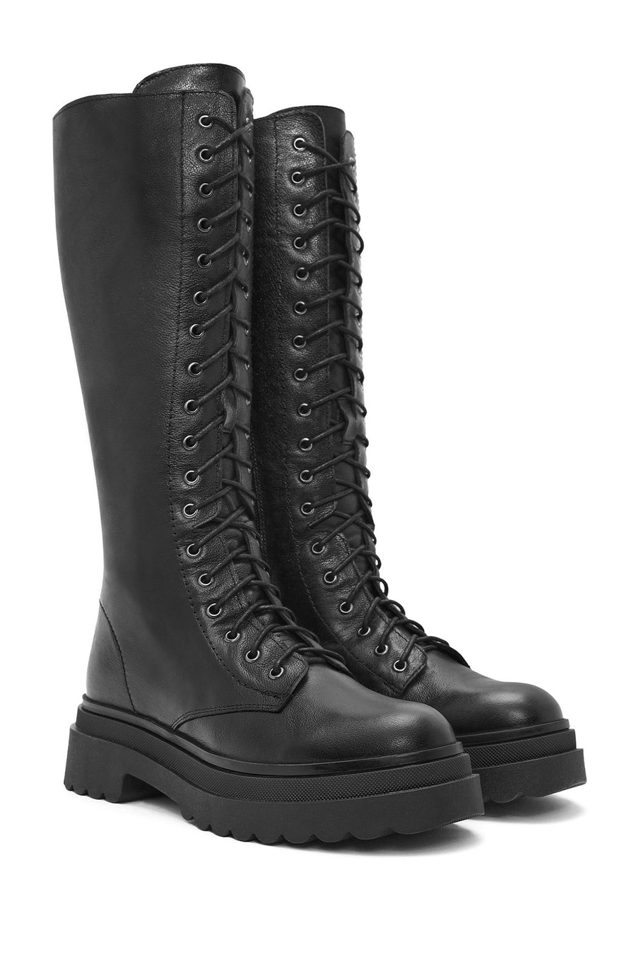 Women's Black Zippered Leather Boots