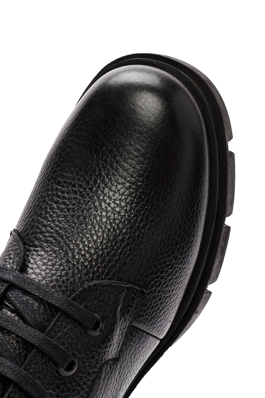 Women's Black Zippered Thick Heeled Leather Boots