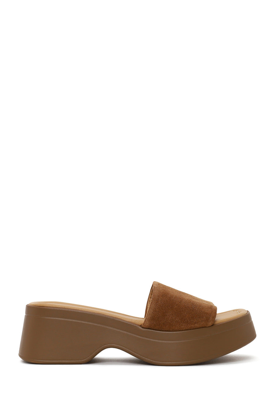 Woman Tan Thick-Soled Suede Slipper 26SFD181410 | Derimod