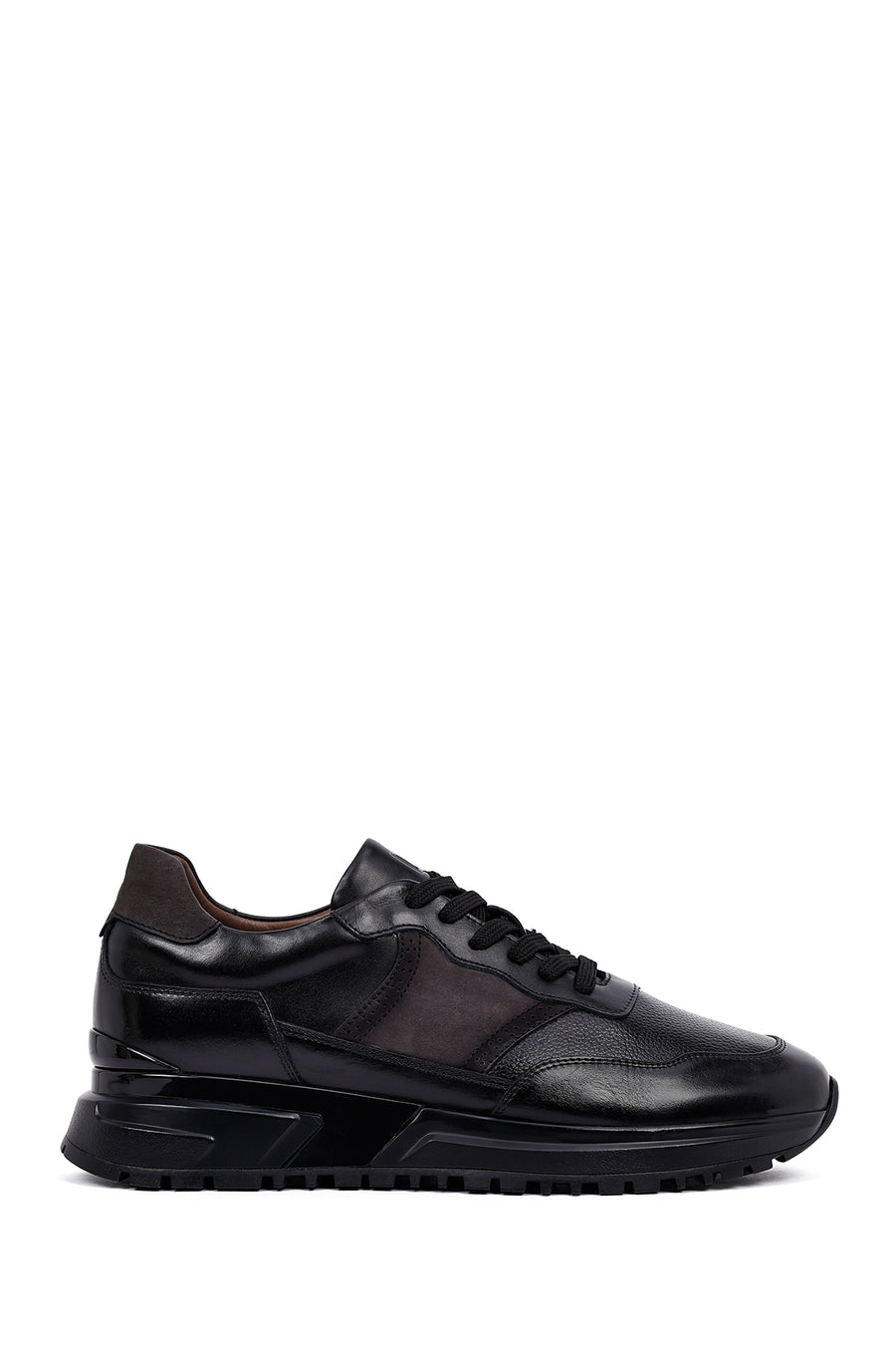 Erkek Siyah Bağcıklı Kalın Tabanlı Deri Casual Sneaker 25WFD600314 | Derimod