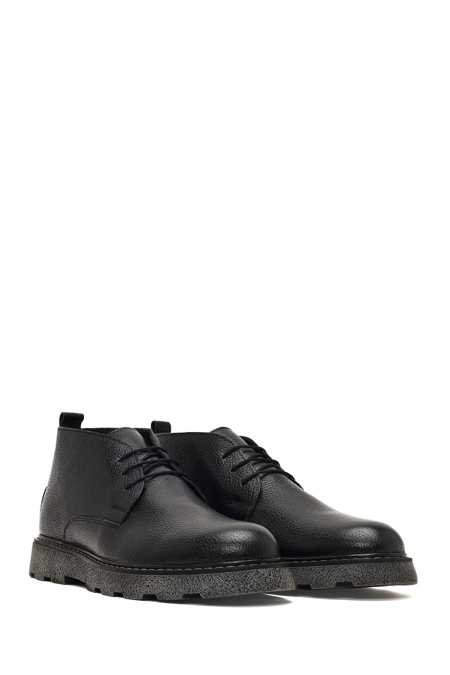 Men's Black Lace-Up Leather Casual Boot