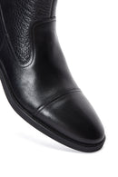 Men's Black Leather Classic Zipper Boots | Derimod