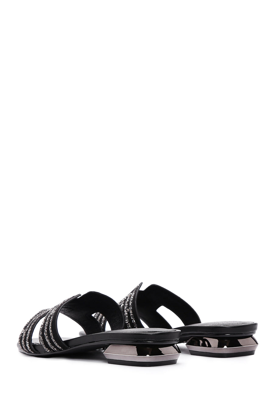 Women's Black Stone Slippers