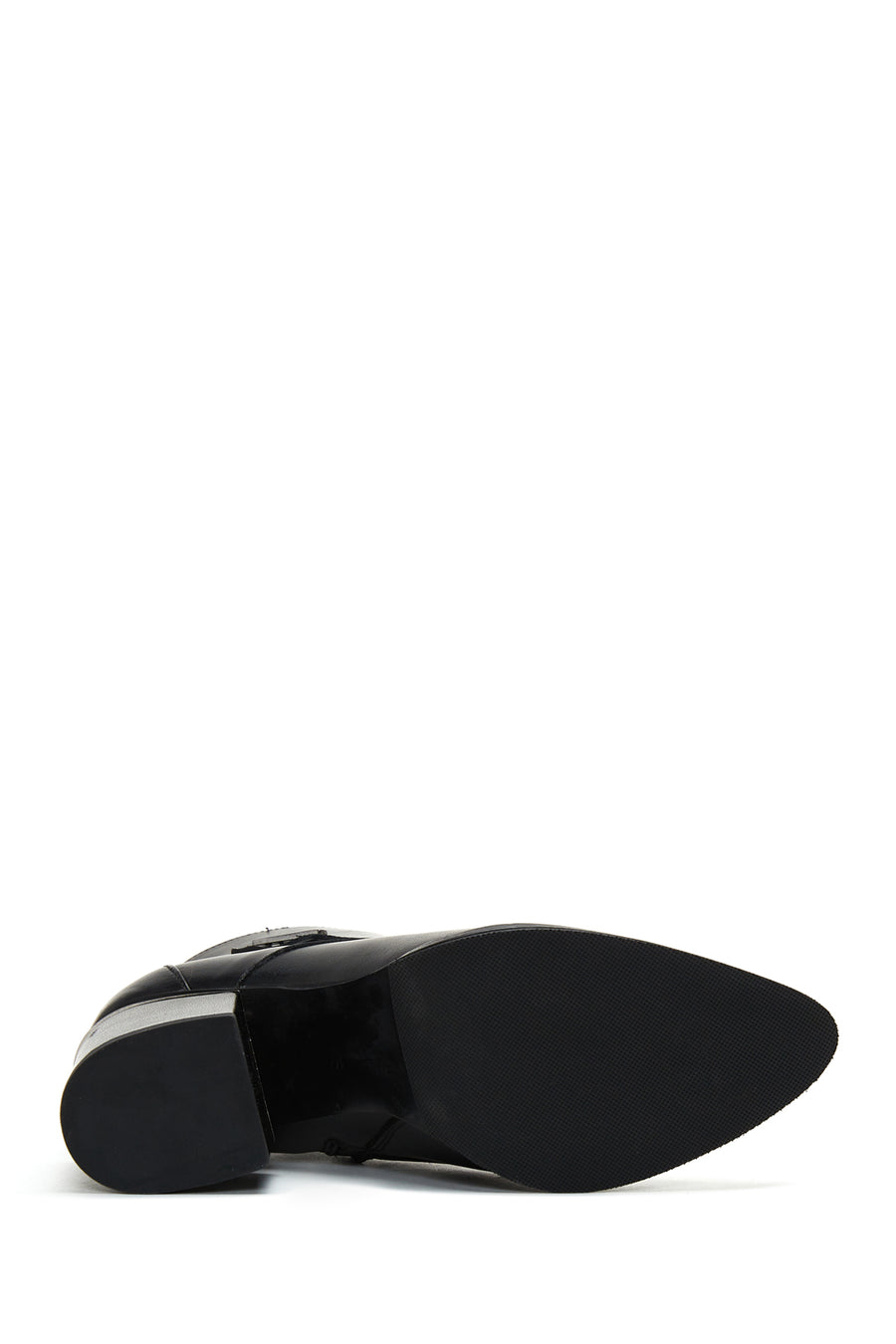 Women's Black Leather Heeled Boots