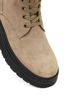 Men's Beige Lace-Up Thick-Soled Nubuck Leather Boots | Derimod