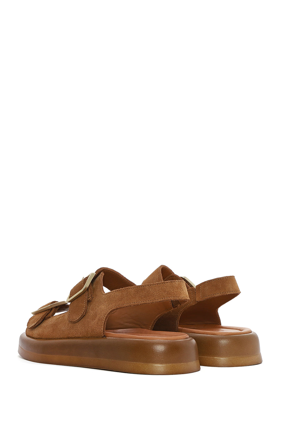 Women's Mink Back Buckle Thick Soled Suede Leather Sandals