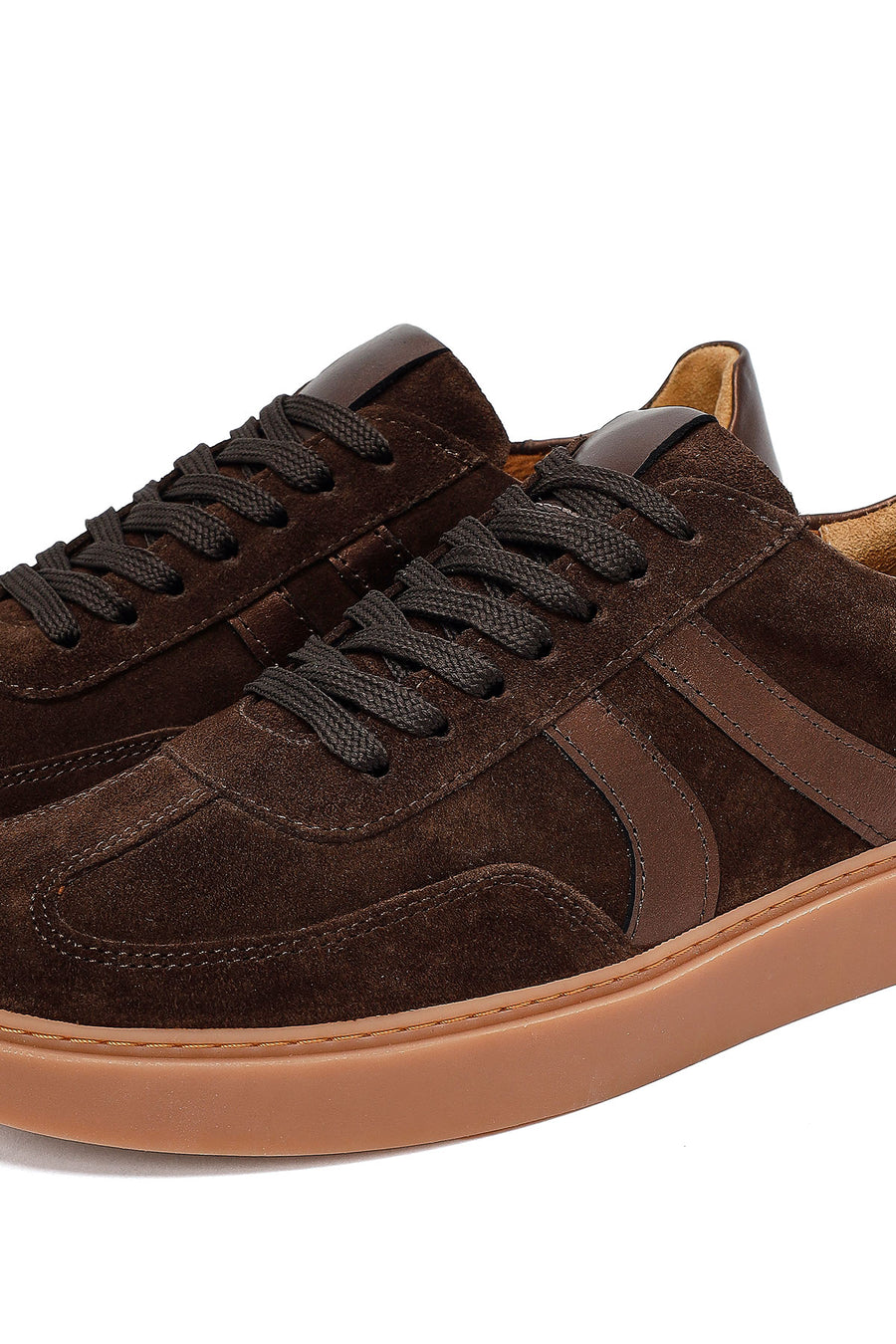 Woman Brown Lace-Up Suede Leather Sneaker
