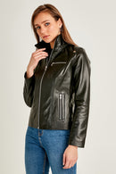 Claris Women's Leather Jacket | Derimod