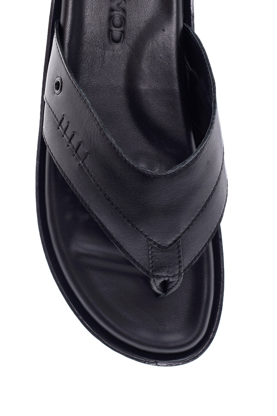 Men's Black Leather Flip Flops