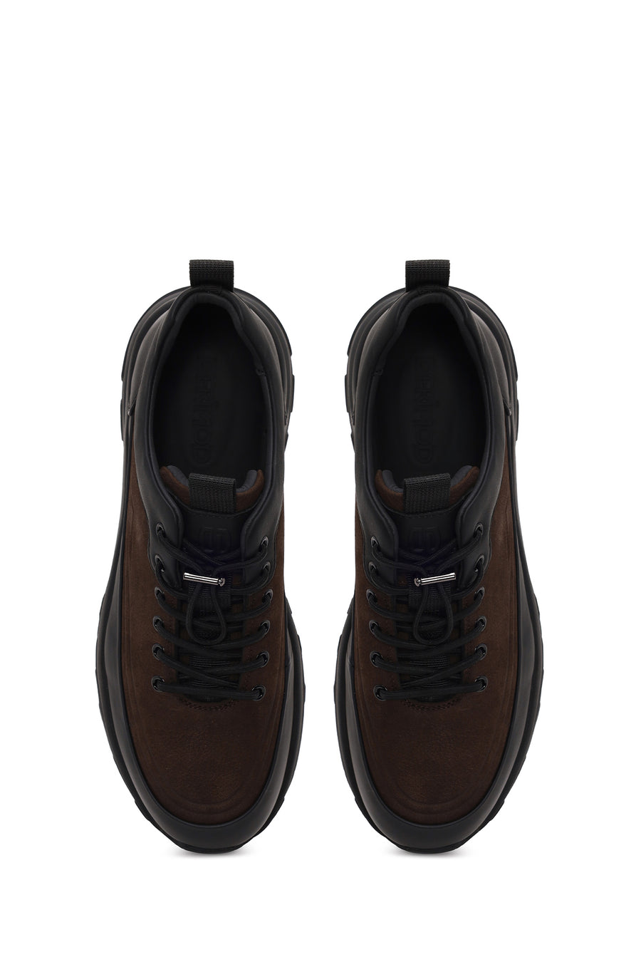 Male Brown Lace-Up Thick-Soled Leather Casual Sneaker