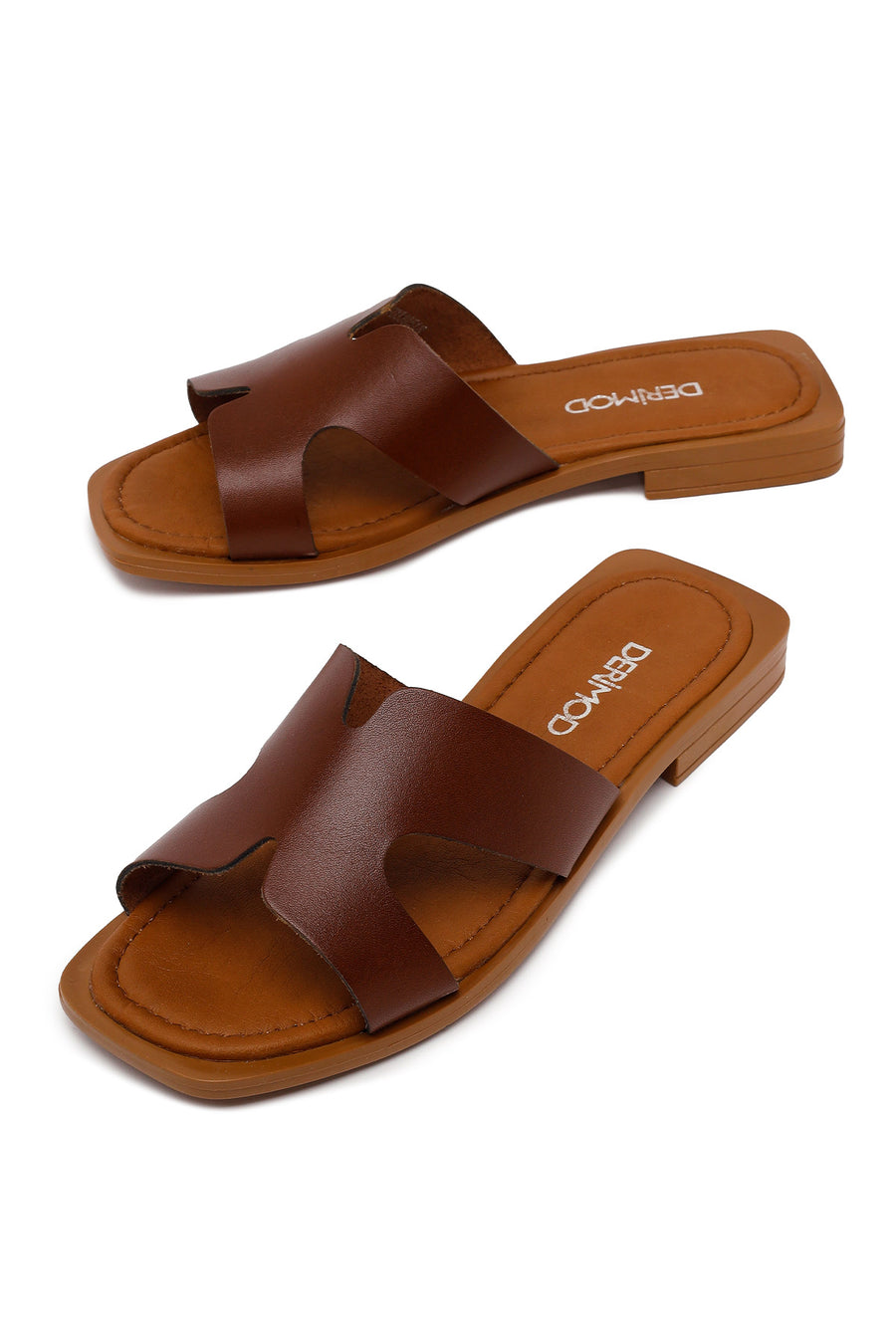 Women's Brown Leather Slippers