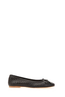 Black Women's Leather Ballerinas | Derimod